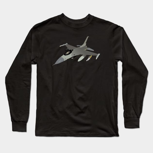 American F16 Jet Fighter Long Sleeve T-Shirt by NorseTech